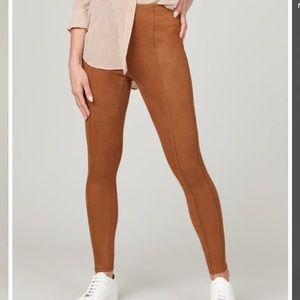 SPANX. Brown Faux Suede Leather Leggings.